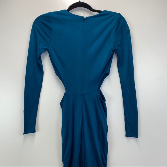 NWT Haney Sara Gown Teal Blue Twist Front Dress - Picture 14 of 16